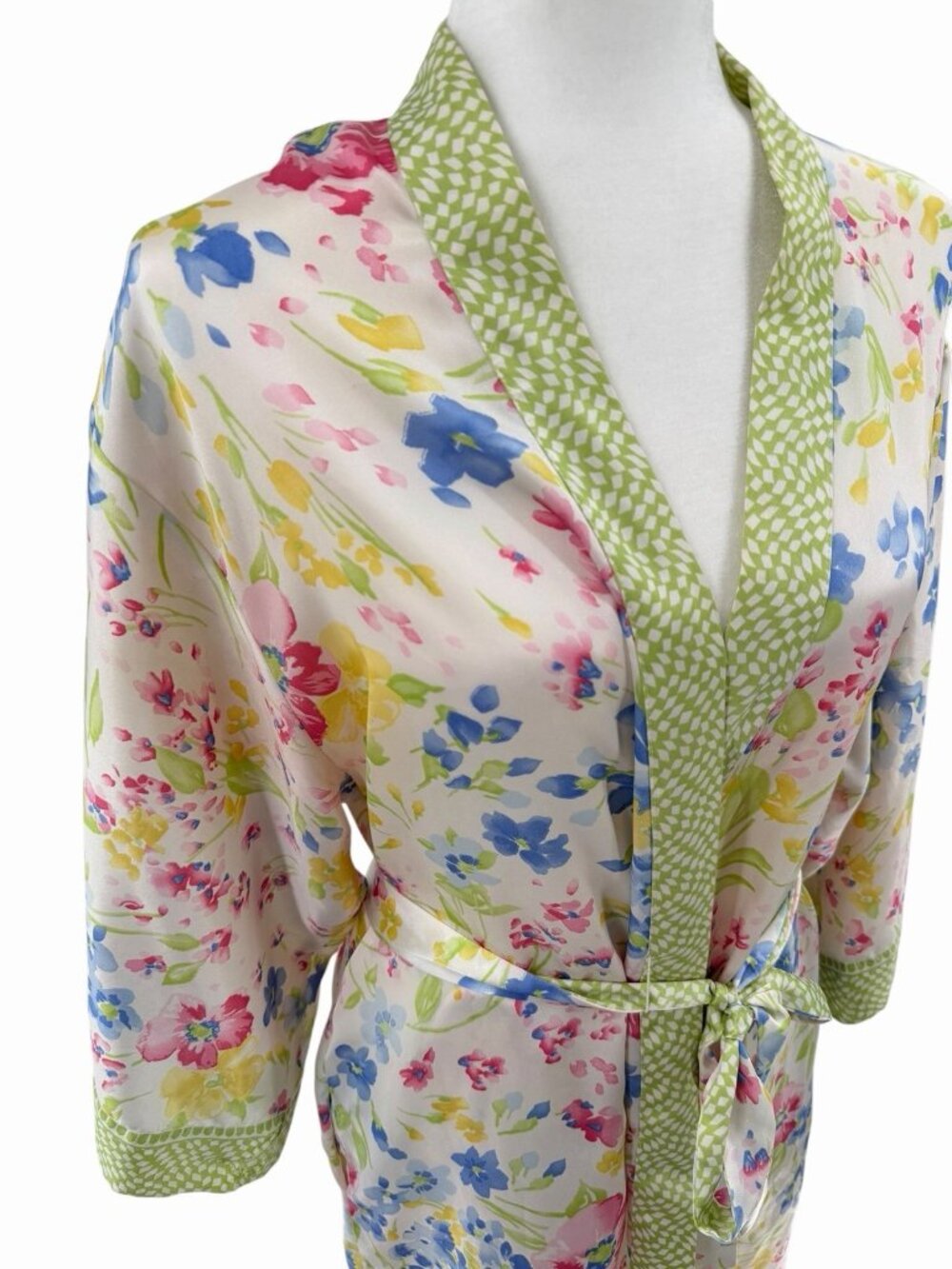 OSCAR DE LA RENTA PINK LABEL Women's Multicolor Floral Silky Robe Medium - Picture 2 of 8